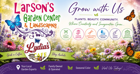 Advertisement banner for LARSON’s Retail Garden Center and Nursery